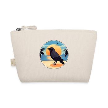 Crow Funny Cartoon Kawaii Beach Illustration - Organic Pouch - nature - Front