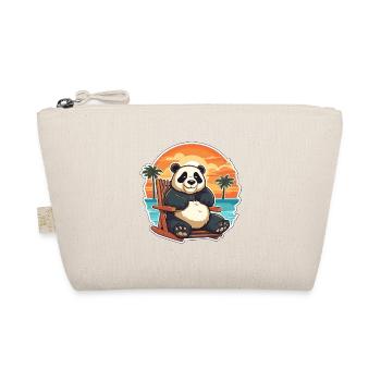 Panda Funny Cartoon Kawaii Beach Illustration - Organic Pouch - nature - Front