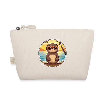 Sloth Funny Cartoon Kawaii Beach Illustration - Organic Pouch - nature - Front