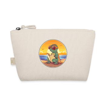 Chameleon Cute Funny Cartoon Kawaii Book Beach - Organic Pouch - nature - Front