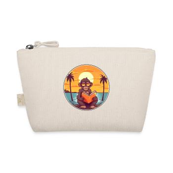 Baboon Cute Funny Cartoon Kawaii Book Beach - Organic Pouch - nature - Front