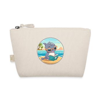 Dolphin Cute Funny Cartoon Kawaii Book Beach - Organic Pouch - nature - Front