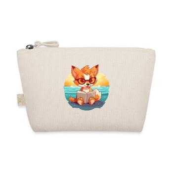 Fox Cute Funny Cartoon Kawaii Book Beach - Bio-Täschchen - Natur - Vorne