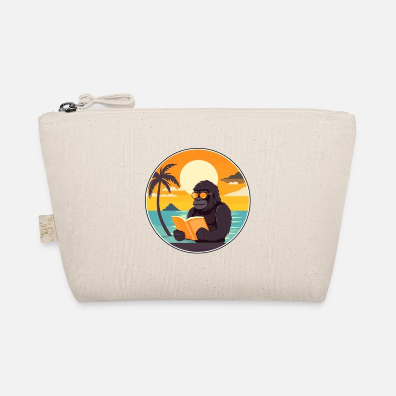 Gorilla Cute Funny Cartoon Kawaii Book Beach Organic Pouch