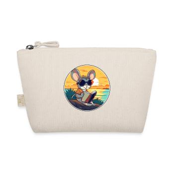 Mouse Cute Funny Cartoon Kawaii Book Beach - Organic Pouch - nature - Front