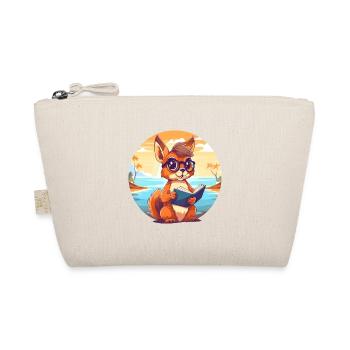 Squirrel Cute Funny Cartoon Kawaii Book Beach - Organic Pouch - nature - Front