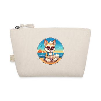 Wolf Cute Funny Cartoon Kawaii Book Beach - Organic Pouch - nature - Front