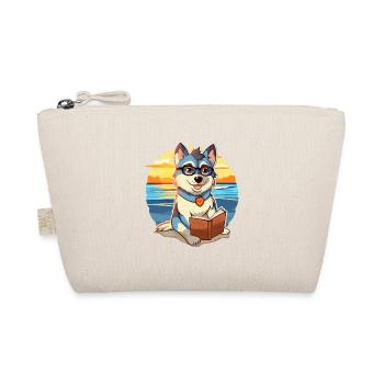 Husky Chien Mignon Drôle Dessin Animé Kawaii Livre Plage - Trousse biologique - nature - Devant