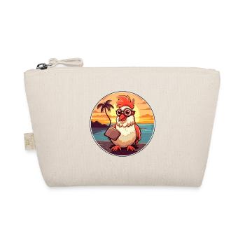 Rooster Cute Funny Cartoon Kawaii Book Beach - Organic Pouch - nature - Front