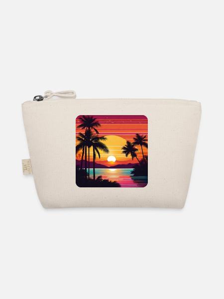Atmospheric sunset with palm trees - Organic Pouch - nature - Front