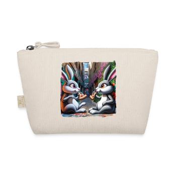 Bunnies eating pizza in graffiti backyard street art - Organic Pouch - nature - Front