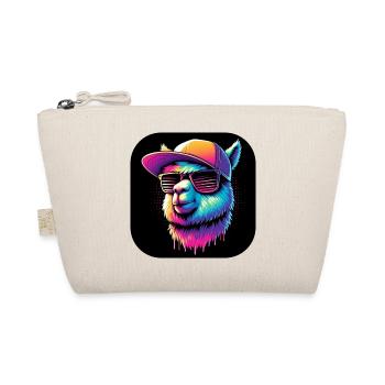 Alpaka Lama Rapper mit Cap und Sonnenbrille - Bio-Täschchen - Natur - Vorne