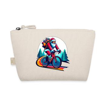 Christmas Santa Claus on the Road Bike Gravel - Organic Pouch - nature - Front