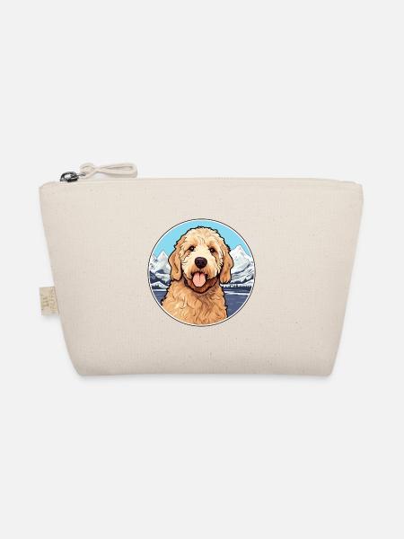 Goldendoodle Dog Breed Cartoon Kawaii Watercolor - Organic Pouch - nature - Front