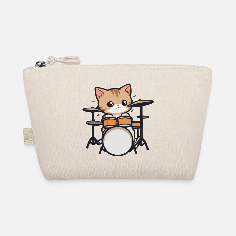 Drums, Cat, Musician, Drummer Organic Pouch