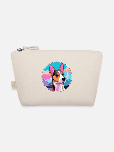 Basenji Dog Breed Cartoon Kawaii Watercolor - Organic Pouch - nature - Front