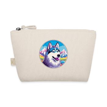 Husky Dog Breed Cartoon Kawaii Watercolor - Organic Pouch - nature - Front