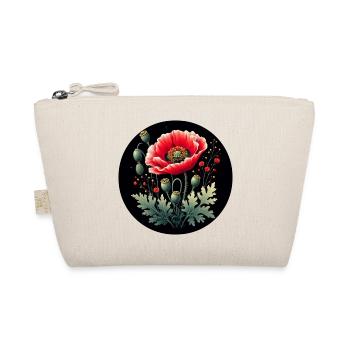 Floral Motif Poppy Black Background - Organic Pouch - nature - Front