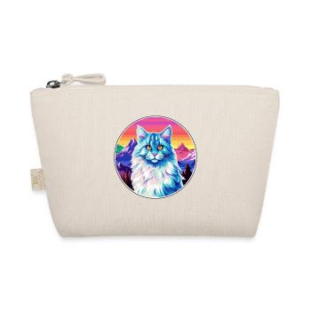 German Longhair Cat Colorful Cartoon Watercolor Il - Organic Pouch - nature - Front