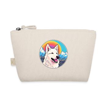 White Shepherd Dog Breed Cartoon Kawaii Watercolor - Organic Pouch - nature - Front