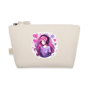 Verliebtes Gamer Girl Pinke Haare Headset Shirt - Bio-Täschchen - Natur - Vorne