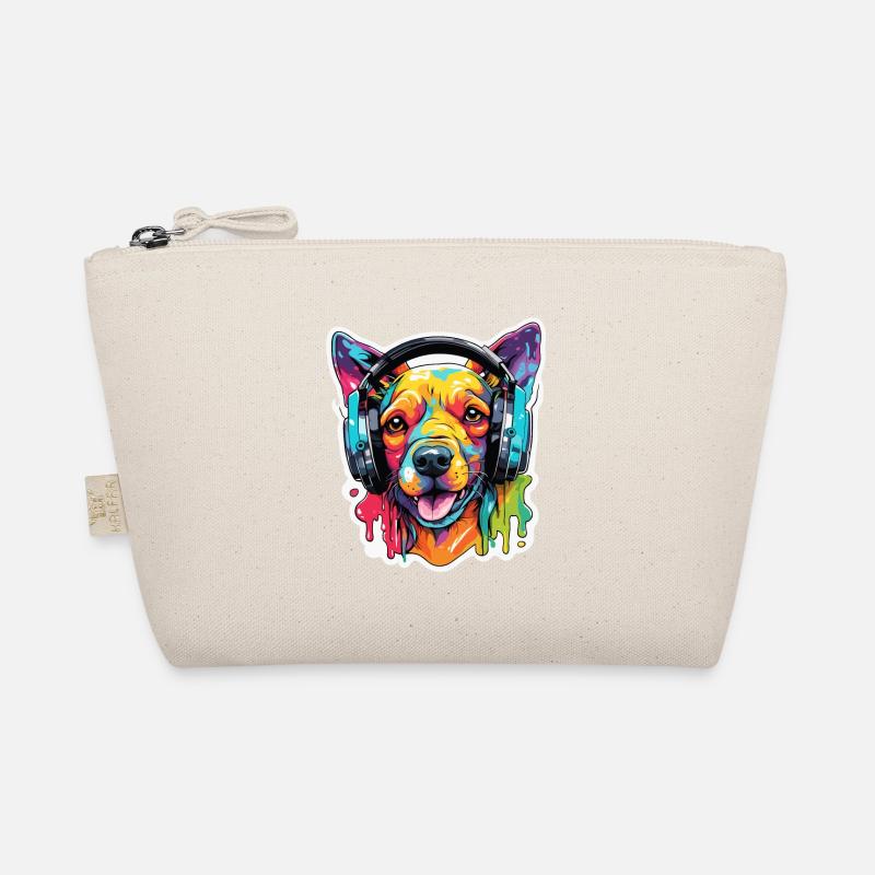 Kopfhörer / Audio / Musik / Tier / Hund / cool - Bio-Täschchen - Natur