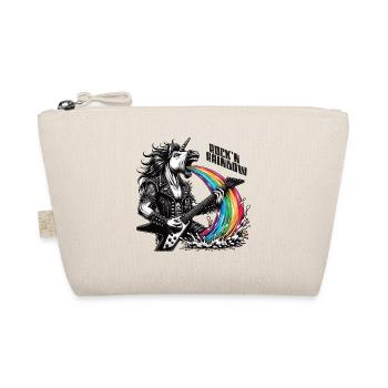 Rocker Heavy Metal Einhorn kotzt Regenbogen - Bio-Täschchen - Natur - Vorne