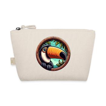 Toucan de dessin animé regardant à travers la fenêtre ronde - Trousse biologique - nature - Devant