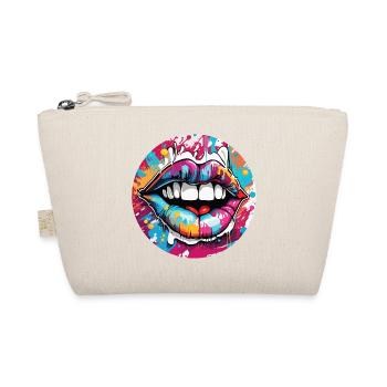 Mund / Lippen / Zähne / Zunge / lächeln / Kuss - Bio-Täschchen - Natur - Vorne