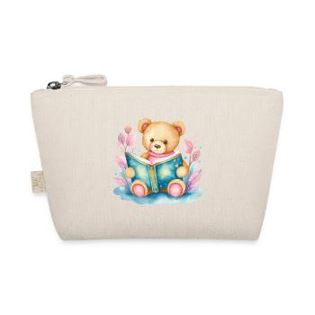 Teddy Bear with Book Watercolor - Organic Pouch - nature - Front