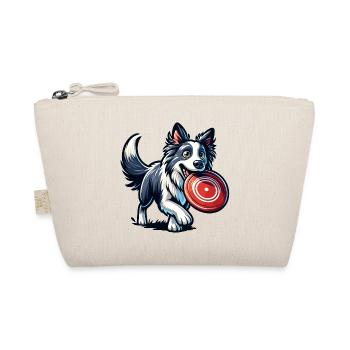 A border collie happily plays with a frisbee - Organic Pouch - nature - Front