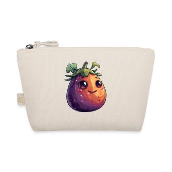 Aubergine Comic Gesicht - Bio-Täschchen - Natur - Vorne