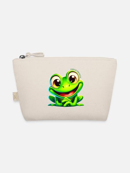 Frech Frosch mit Schrift - Bio-Täschchen - Natur