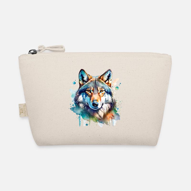 Aquarell Wolf Portrait - Bio-Täschchen - Natur