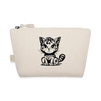 Cute Seated Manga Comic Cat - Organic Pouch - nature - Front
