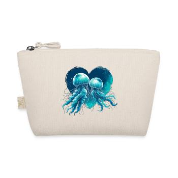 Méduse coeur bleu vert V-Day amour aquarelle - Trousse biologique - nature - Devant