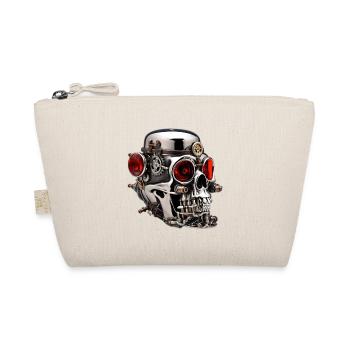 Silberner Totenkopf mit roten Augen - Bio-Täschchen - Natur - Vorne