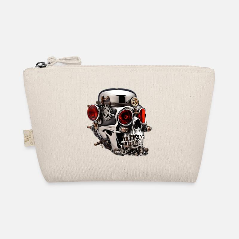 Silver skull with red eyes Organic Pouch