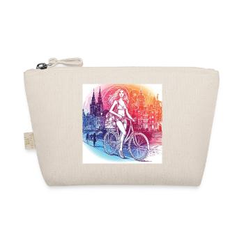 Amsterdam by bike - Beautiful girl on a bike. - Organic Pouch - nature - Front