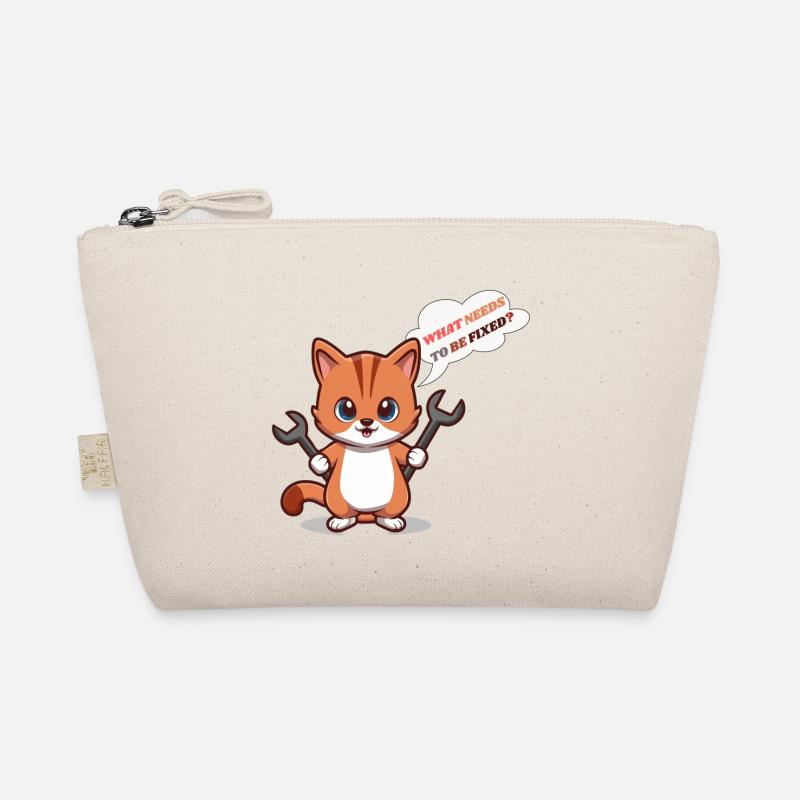 Cute Kitten with Tools and Question Organic Pouch