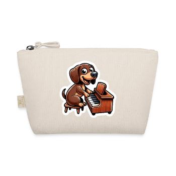 Cute Dachshund playing Piano - Organic Pouch - nature - Front