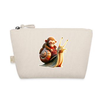 Monkey on Snail: Playful Friendship - Organic Pouch - nature - Front
