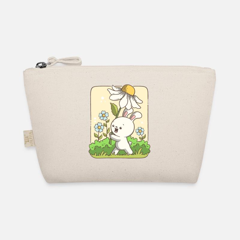 Lapin mignon portant une fleur - Trousse biologique - nature