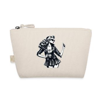 Rockabilly Woman Leather Jacket Lipstick Gift - Organic Pouch - nature - Front