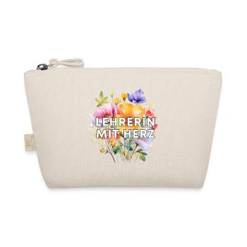 Lehrerin mit Herz - personalisierbares Design - Bio-Täschchen - Natur - Vorne
