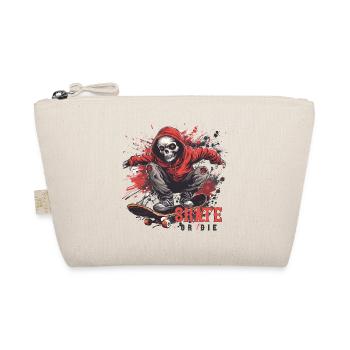 Skeleton Skull Skater Skateboarder Skateboard - Organic Pouch - nature - Front