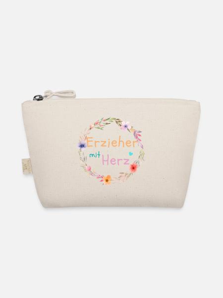 Erzieher mit Herz - personalisierbares Design - Bio-Täschchen - Natur - Vorne