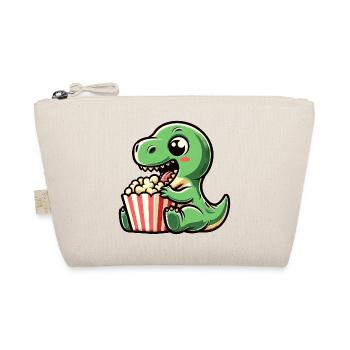 Dino with popcorn, carnival in the cinema - Organic Pouch - nature - Front