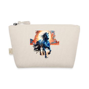 Stylish Blue Horse Illustration - Organic Pouch - nature - Front