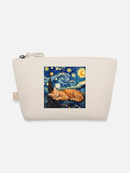 katze, tier, van gogh, sternenacht - Bio-Täschchen - Natur